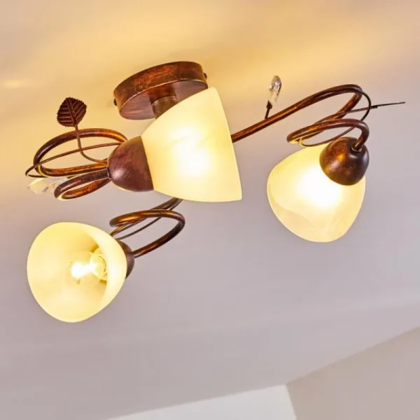 hofstein Plafonnier Peccia Rouille, 3 lumières* Lampes En Verre