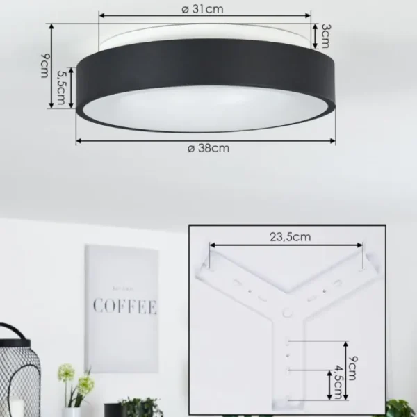hofstein Plafonnier Playas LED Noir, Blanc, 1 lumière* Lampes Modernes