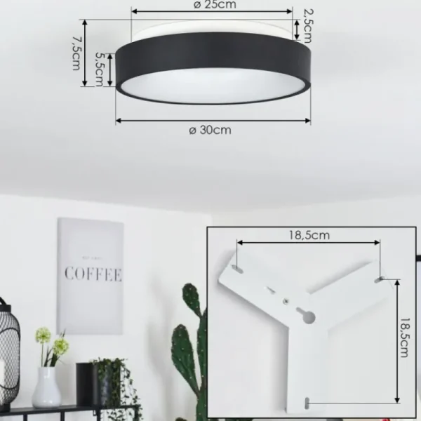 hofstein Plafonnier Playas LED Noir, Blanc, 1 lumière* Lampes Modernes
