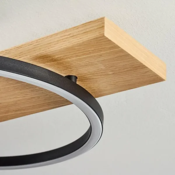 hofstein Plafonnier Pompu LED Bois clair, Noir, 1 lumière* Lampes Modernes