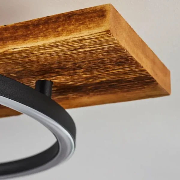hofstein Plafonnier Pompu LED Bois foncé, Noir, 1 lumière* Lampes Modernes