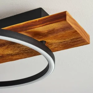 hofstein Plafonnier Pompu LED Bois foncé, Noir, 3 lumières* Lampes Modernes