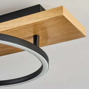 hofstein Plafonnier Pompu LED Bois clair, Noir, 2 lumières* Lampes Modernes