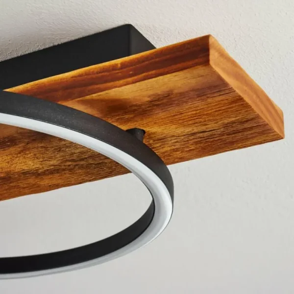 hofstein Plafonnier Pompu LED Bois foncé, Noir, 3 lumières* Lampes Modernes