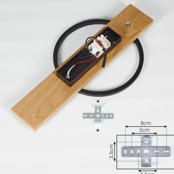 hofstein Plafonnier Pompu LED Bois clair, Noir, 1 lumière* Lampes Modernes