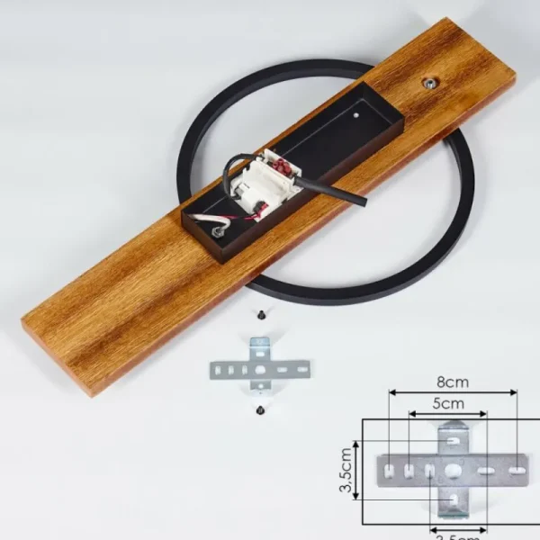 hofstein Plafonnier Pompu LED Bois foncé, Noir, 1 lumière* Lampes Modernes