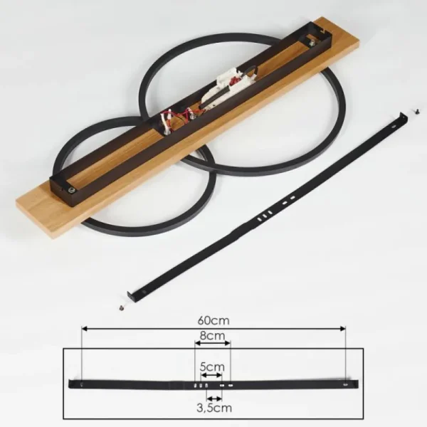 hofstein Plafonnier Pompu LED Bois clair, Noir, 2 lumières* Lampes Modernes