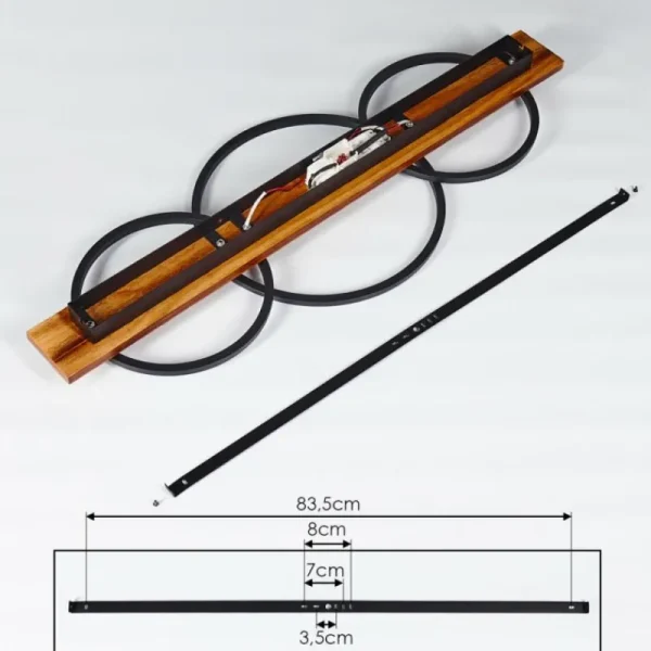 hofstein Plafonnier Pompu LED Bois foncé, Noir, 3 lumières* Lampes Modernes