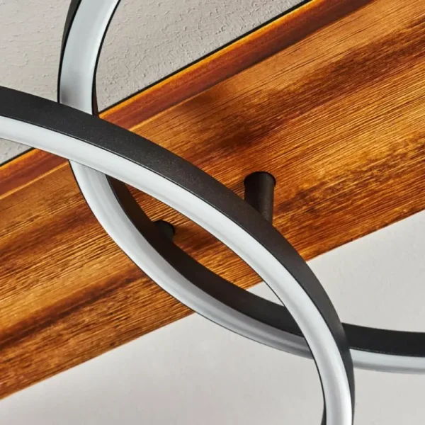 hofstein Plafonnier Pompu LED Bois foncé, Noir, 3 lumières* Lampes Modernes