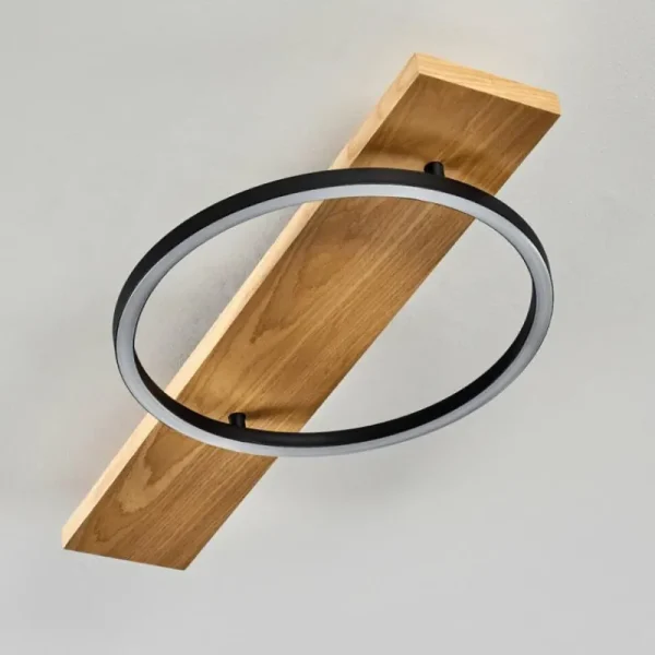 hofstein Plafonnier Pompu LED Bois clair, Noir, 1 lumière* Lampes Modernes
