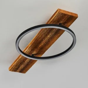 hofstein Plafonnier Pompu LED Bois foncé, Noir, 1 lumière* Lampes Modernes