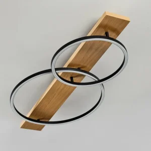 hofstein Plafonnier Pompu LED Bois clair, Noir, 2 lumières* Lampes Modernes