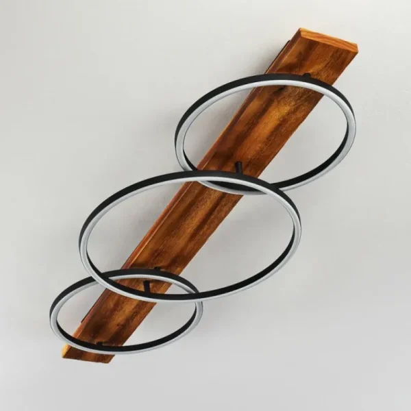hofstein Plafonnier Pompu LED Bois foncé, Noir, 3 lumières* Lampes Modernes