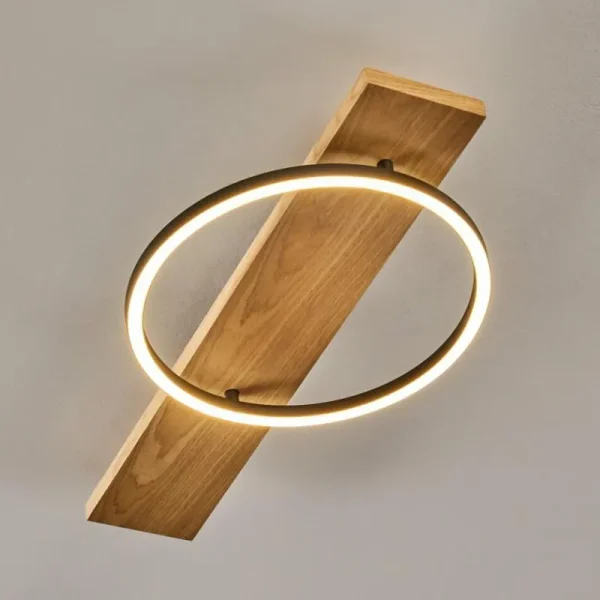 hofstein Plafonnier Pompu LED Bois clair, Noir, 1 lumière* Lampes Modernes
