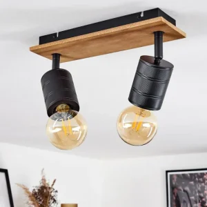 hofstein Plafonnier Raccuia Bois foncé, Noir, 2 lumières* Lampes Modernes