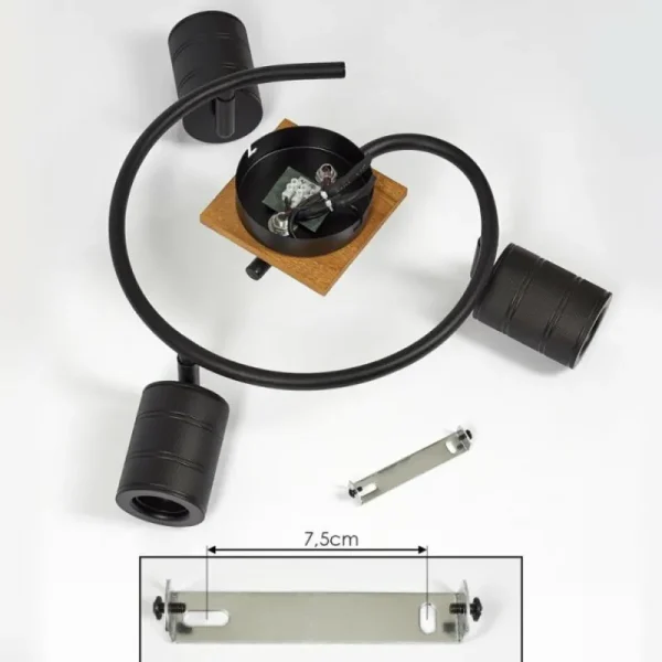 hofstein Plafonnier Raccuia Bois foncé, Noir, 3 lumières* Lampes Modernes
