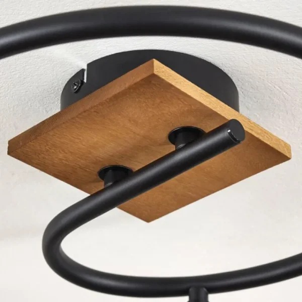 hofstein Plafonnier Raccuia Bois foncé, Noir, 3 lumières* Lampes Modernes
