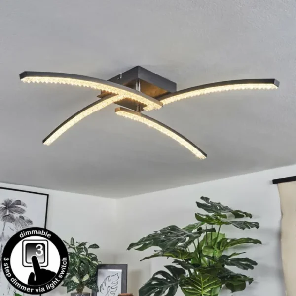 hofstein Plafonnier Rheinfelden LED Noir, 1 lumière* Lampes Modernes