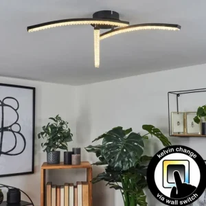 hofstein Plafonnier Rheinfelden LED Noir, 1 lumière* Lampes Modernes