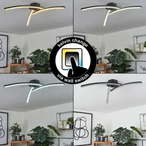 hofstein Plafonnier Rheinfelden LED Noir, 1 lumière* Lampes Modernes