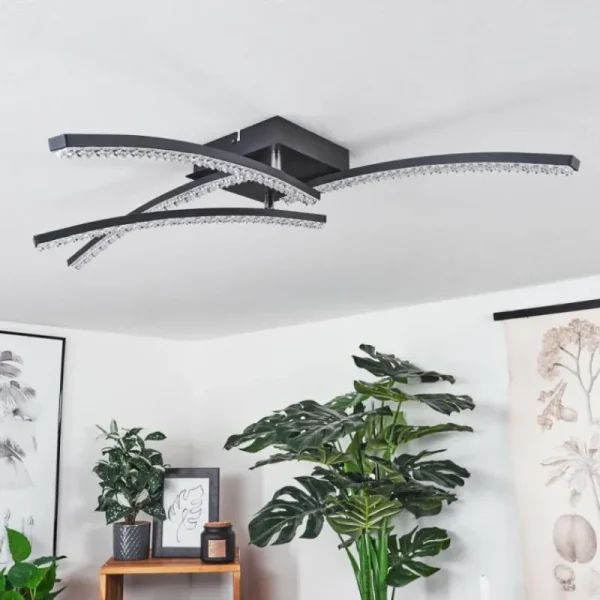 hofstein Plafonnier Rheinfelden LED Noir, 1 lumière* Lampes Modernes