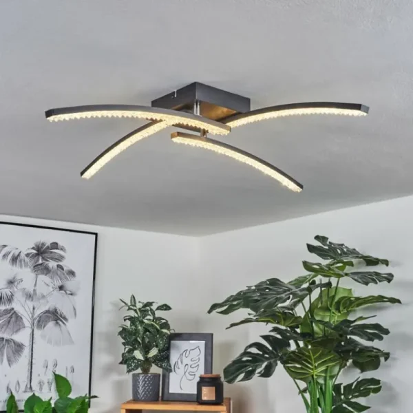 hofstein Plafonnier Rheinfelden LED Noir, 1 lumière* Lampes Modernes