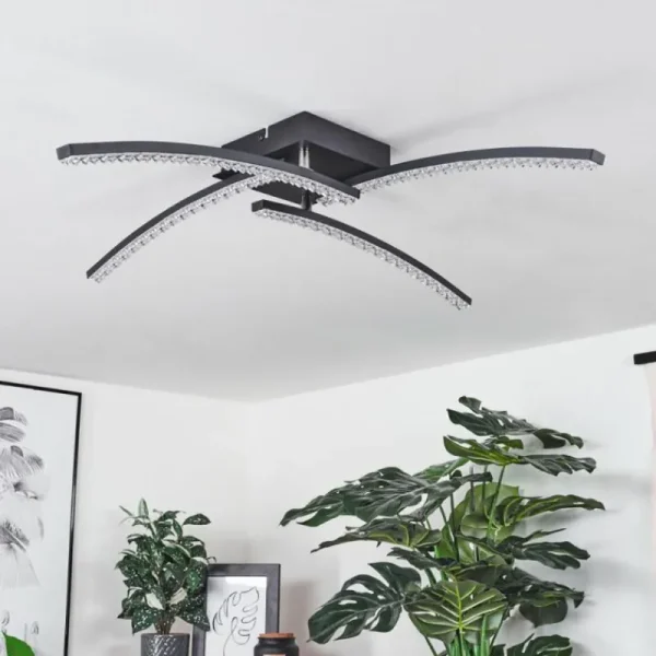hofstein Plafonnier Rheinfelden LED Noir, 1 lumière* Lampes Modernes