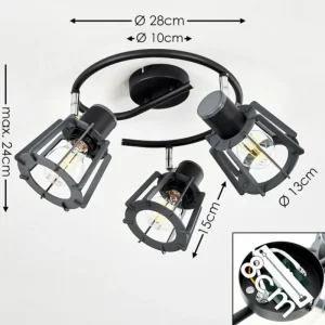 hofstein Plafonnier Rieti Noir, 3 lumières* Lampes Modernes