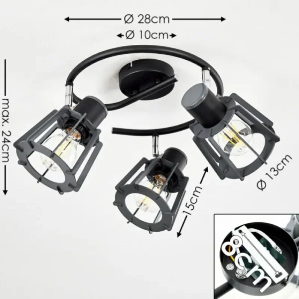 hofstein Plafonnier Rieti Noir, 3 lumières* Lampes Modernes