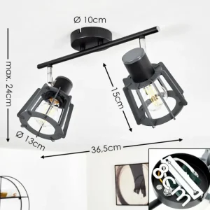 hofstein Plafonnier Rieti Noir, 2 lumières* Lampes Modernes