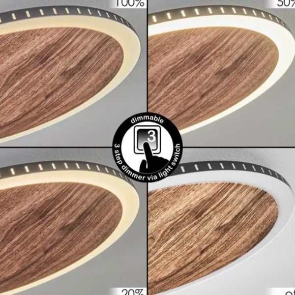 hofstein Plafonnier Rocha LED Brun, Couleur bois, Noir, 1 lumière* Lampes Modernes