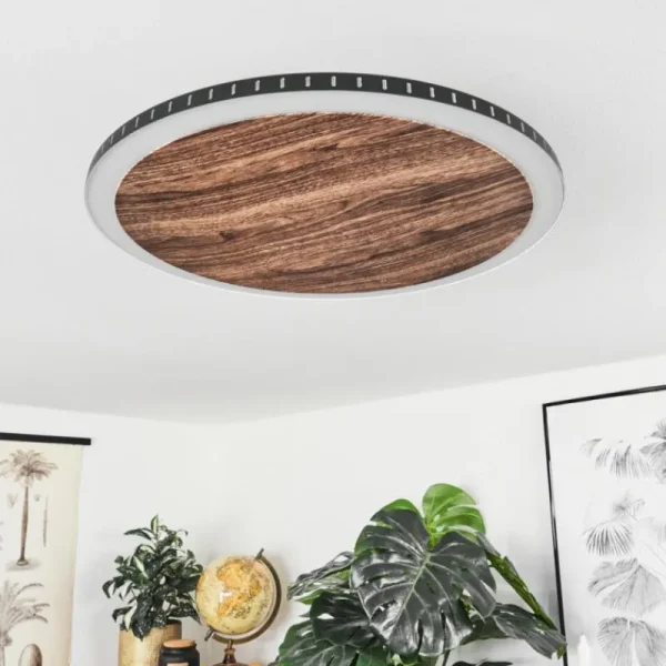 hofstein Plafonnier Rocha LED Brun, Couleur bois, Noir, 1 lumière* Lampes Modernes