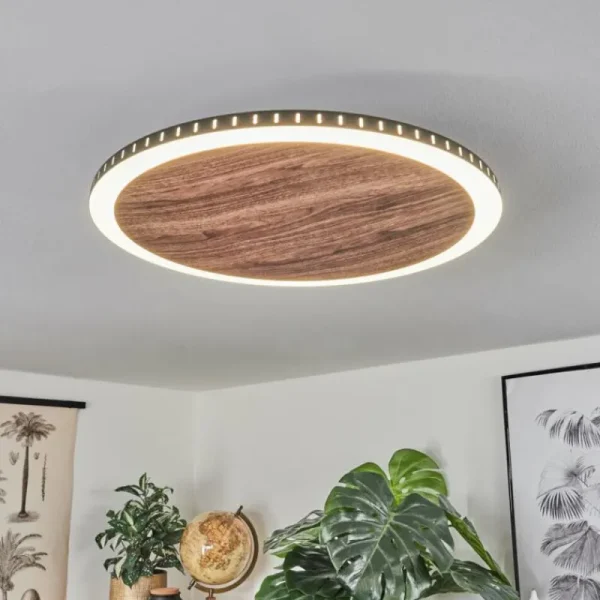 hofstein Plafonnier Rocha LED Brun, Couleur bois, Noir, 1 lumière* Lampes Modernes