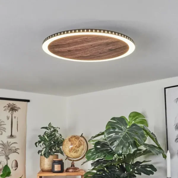 hofstein Plafonnier Rocha LED Brun, Couleur bois, Noir, 1 lumière* Lampes Modernes