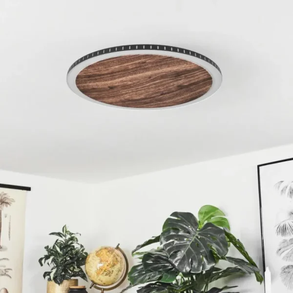 hofstein Plafonnier Rocha LED Brun, Couleur bois, Noir, 1 lumière* Lampes Modernes