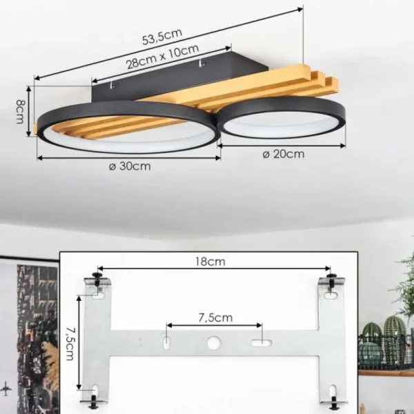 hofstein Plafonnier Rodekro LED Écru, Noir, 1 lumière* Lampes Modernes