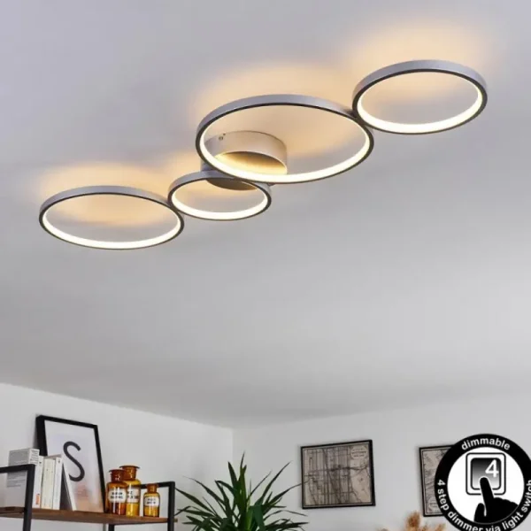 hofstein Plafonnier Rodekro LED Nickel mat, 1 lumière* Lampes Modernes