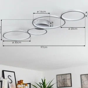 hofstein Plafonnier Rodekro LED Nickel mat, 1 lumière* Lampes Modernes