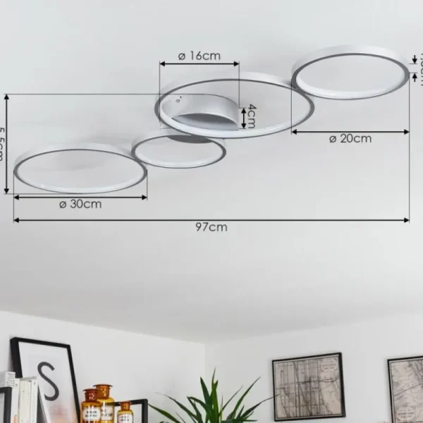 hofstein Plafonnier Rodekro LED Nickel mat, 1 lumière* Lampes Modernes