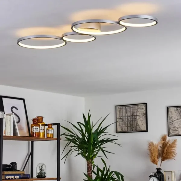 hofstein Plafonnier Rodekro LED Nickel mat, 1 lumière* Lampes Modernes