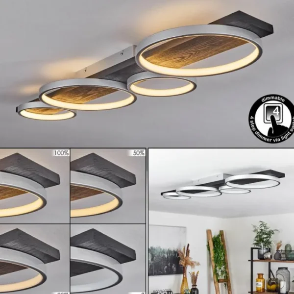 hofstein Plafonnier Rodekro LED Noir, Argenté, 1 lumière* Lampes Modernes