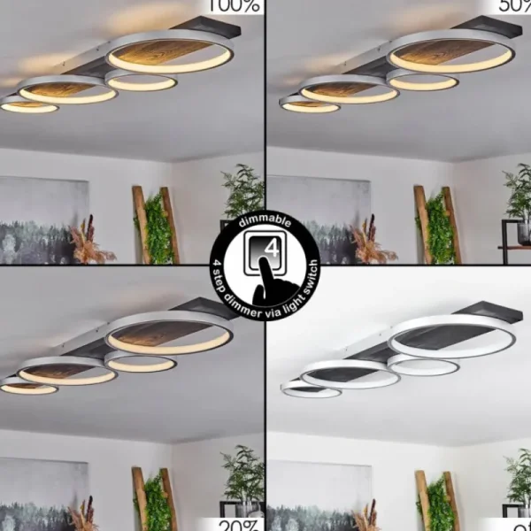 hofstein Plafonnier Rodekro LED Noir, Argenté, 1 lumière* Lampes Modernes
