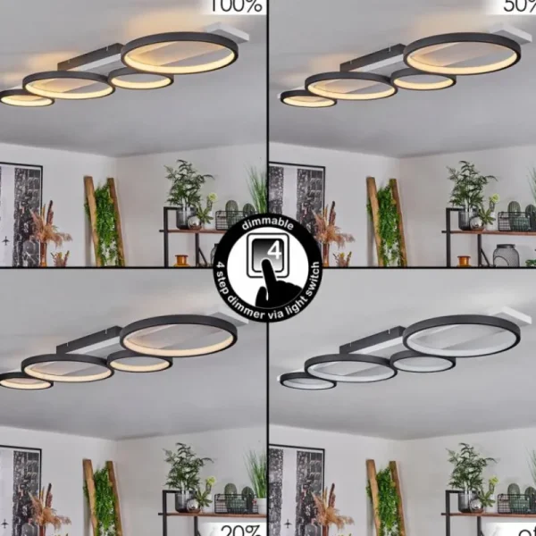 hofstein Plafonnier Rodekro LED Noir, Blanc, 1 lumière* Lampes Modernes
