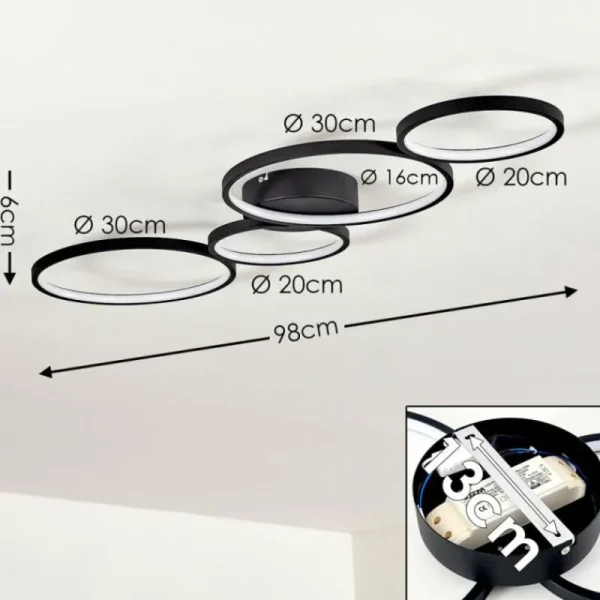 hofstein Plafonnier Rodekro LED Noir, 1 lumière* Lampes Modernes