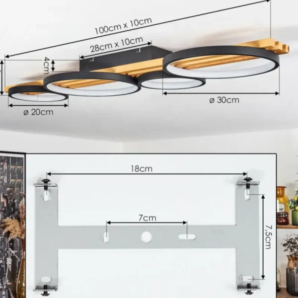 hofstein Plafonnier Rodekro LED Noir, 1 lumière* Lampes Modernes