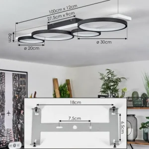 hofstein Plafonnier Rodekro LED Noir, Blanc, 1 lumière* Lampes Modernes