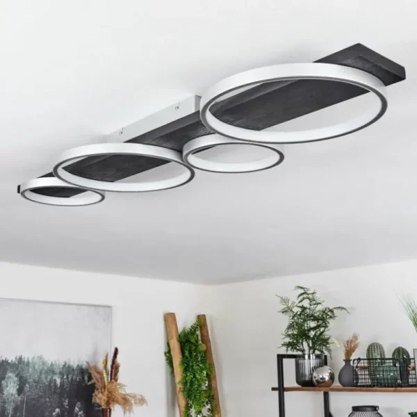 hofstein Plafonnier Rodekro LED Noir, Argenté, 1 lumière* Lampes Modernes