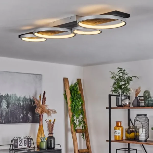 hofstein Plafonnier Rodekro LED Noir, Argenté, 1 lumière* Lampes Modernes