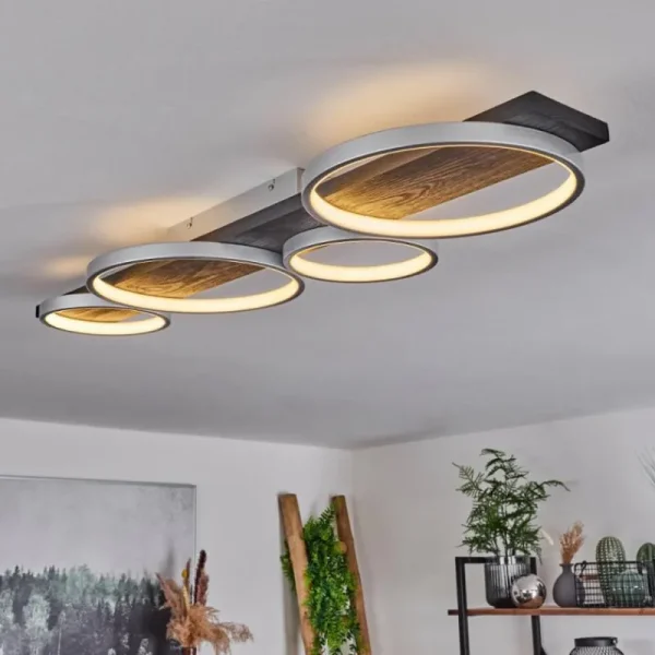 hofstein Plafonnier Rodekro LED Noir, Argenté, 1 lumière* Lampes Modernes