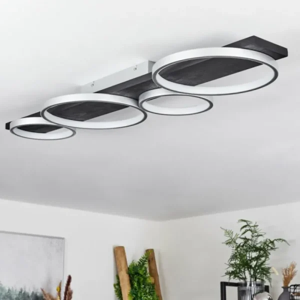 hofstein Plafonnier Rodekro LED Noir, Argenté, 1 lumière* Lampes Modernes